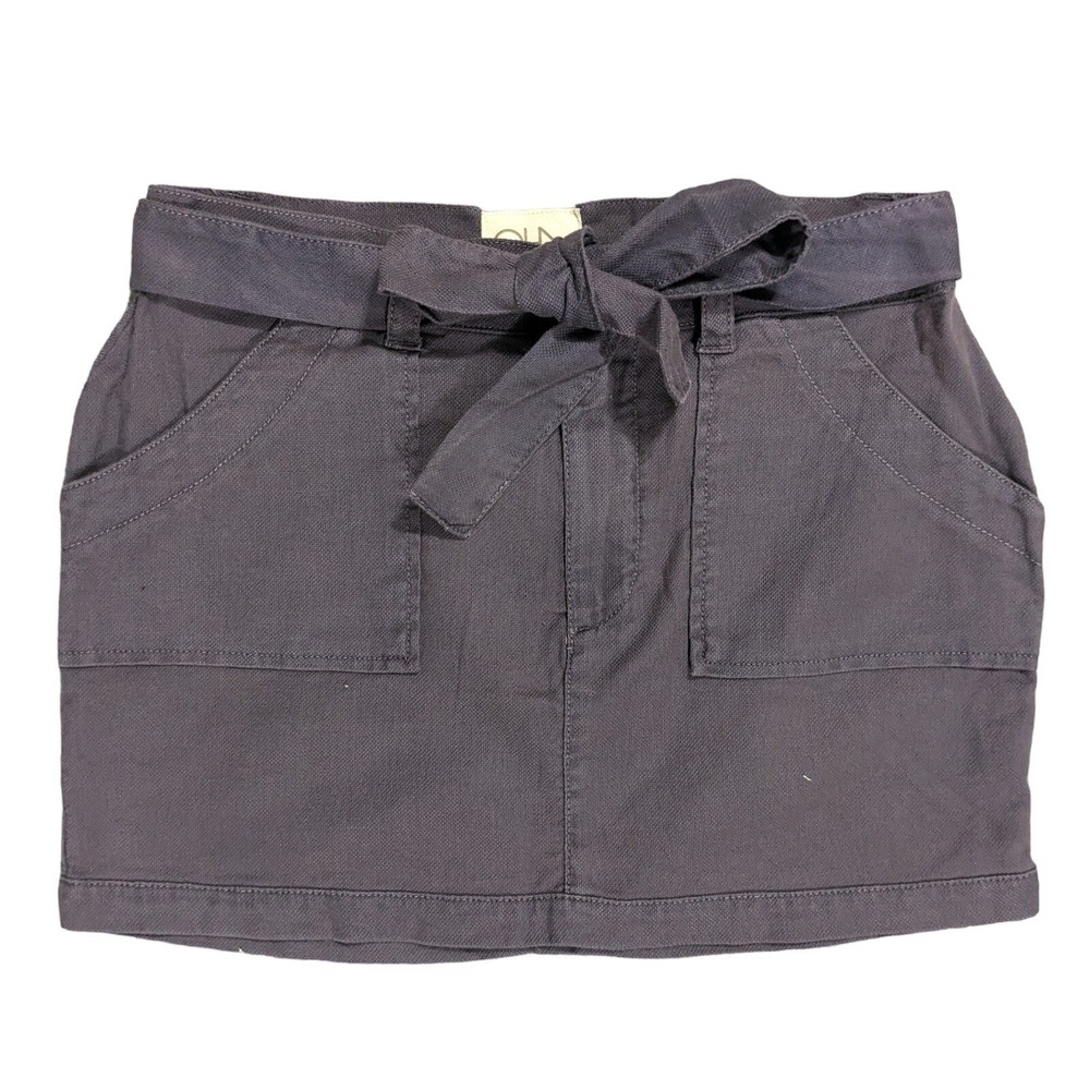 Chaser Womens Grey Vintage Wash Utility Mini Skirt with Tie Belt Size M NWT